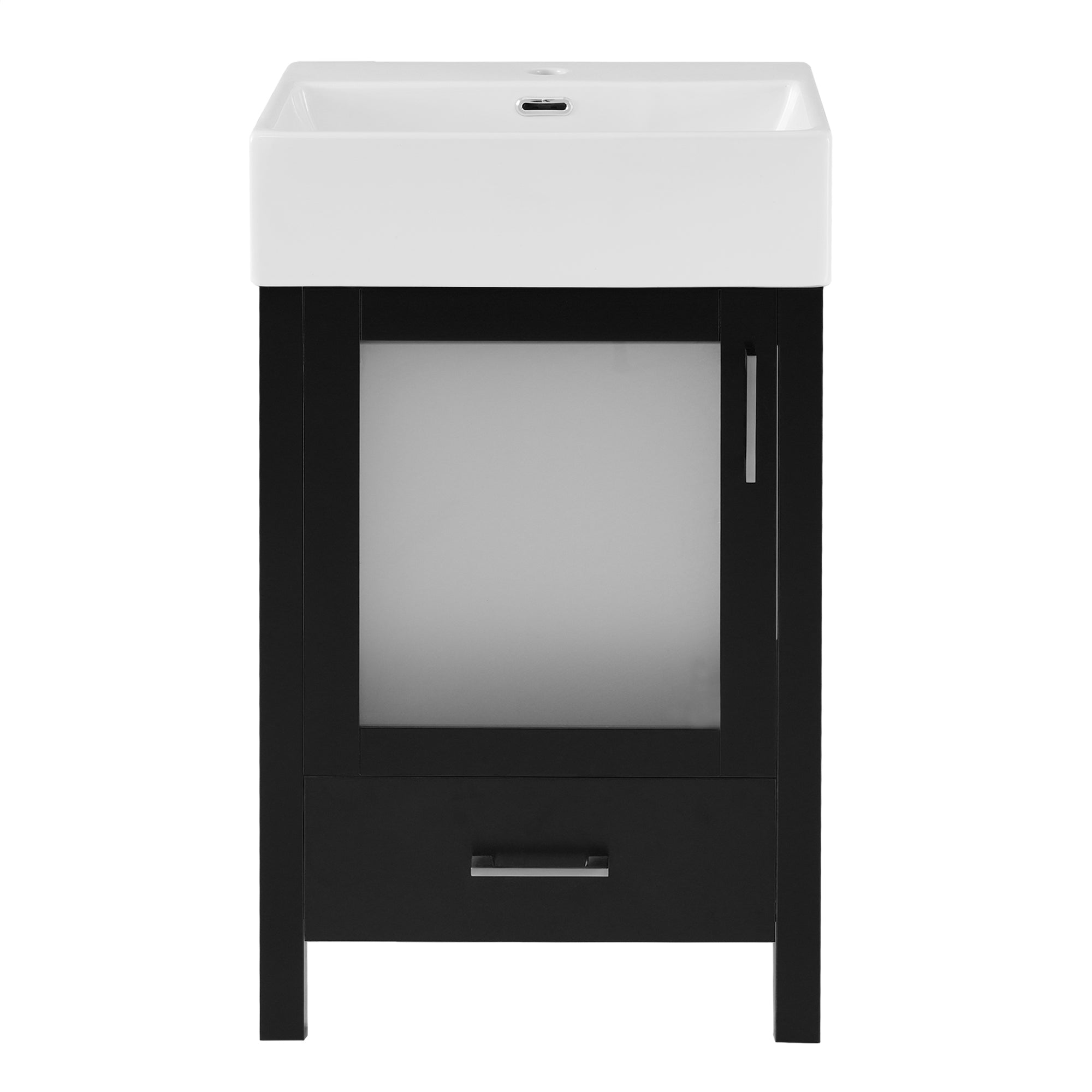 VanityFus 20.28-in Single Sink Combo Bathroom Vanity Black With White Ceramic Top 1 Soft-Close Doors 1 drawer